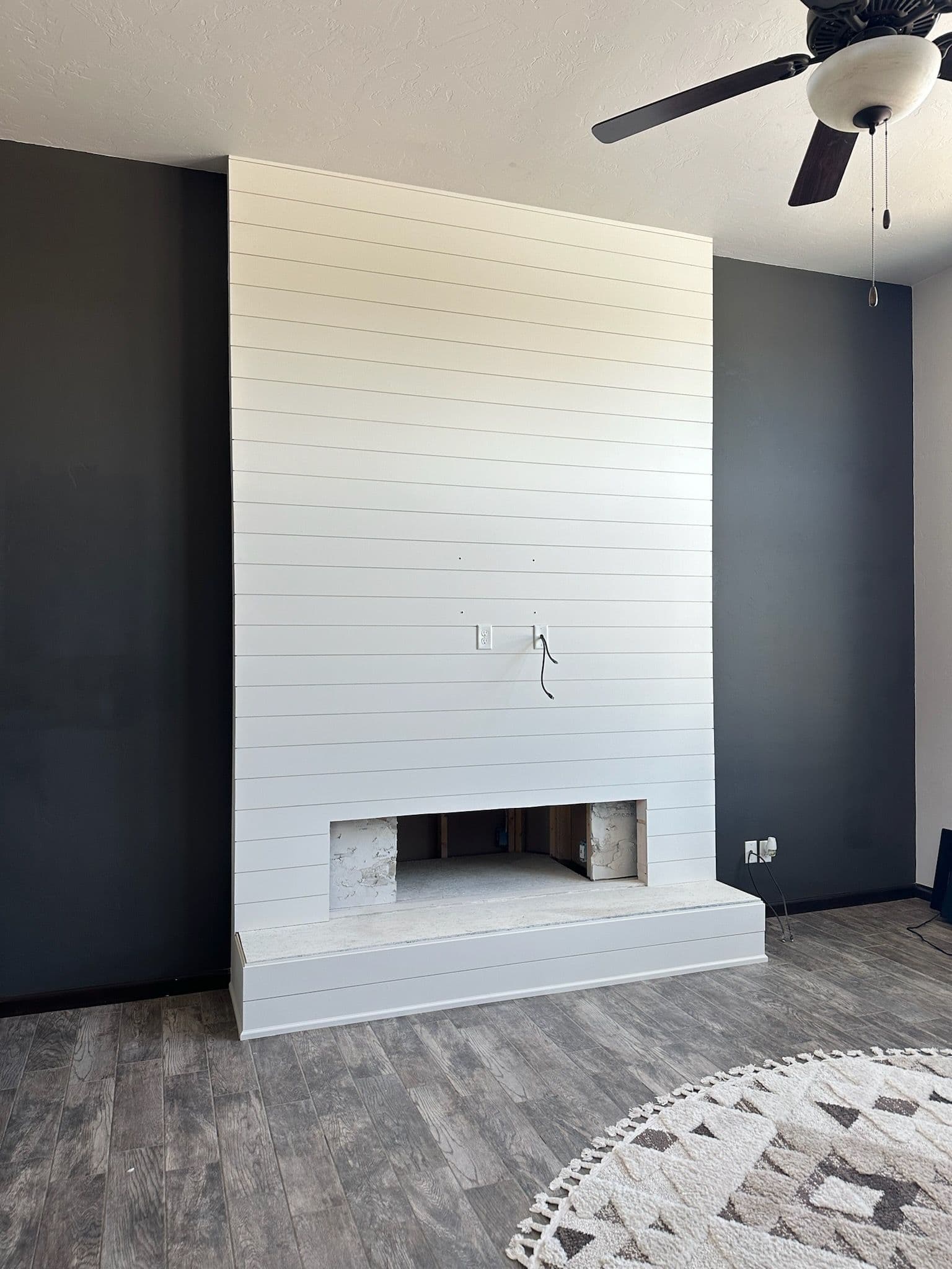 Project Chic Shiplap Fireplace in Modern Living Room image